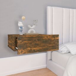 Berkfield Home Floating Nightstand Smoked Oak 40x30x15 cm Engineered Wood in Brown - Size: 40 x 30 x 15 cm - thumbnail 3