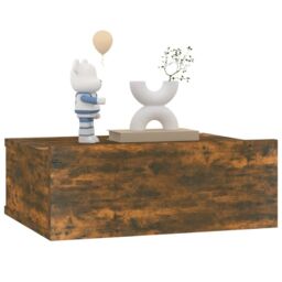 Berkfield Home Floating Nightstand Smoked Oak 40x30x15 cm Engineered Wood in Brown - Size: 40 x 30 x 15 cm - thumbnail 4