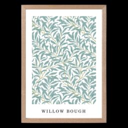 ARTZE Vintage William Morris Green & Yellow Willow Pattern Art Print / Oak Frame / SIZE: A2 - Size: A4 - thumbnail 2