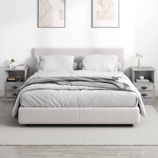 Berkfield Home Elegant Bedside Cabinets 2 pcs Concrete Grey 43x36x60 cm - Size: 43 x 36 x 60 cm - image 1