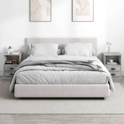 Berkfield Home Elegant Bedside Cabinets 2 pcs Concrete Grey 43x36x60 cm - Size: 43 x 36 x 60 cm - thumbnail 1