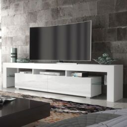 Creative Furniture TV Unit 200cm Modern - White with High Gloss Doors - thumbnail 6
