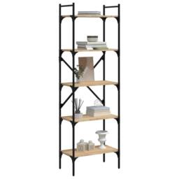 Berkfield Home Decorative Bookcase 5-Tier Sonoma Oak 56x31.5x174 cm Engineered Wood in Light Brown - thumbnail 1