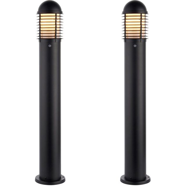 Loops 2 PACK Outdoor Bollard Post Light - 60W E27 GLS - 1000mm Height - Matt Black - image 1