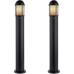 Loops 2 PACK Outdoor Bollard Post Light - 60W E27 GLS - 1000mm Height - Matt Black - thumbnail 1