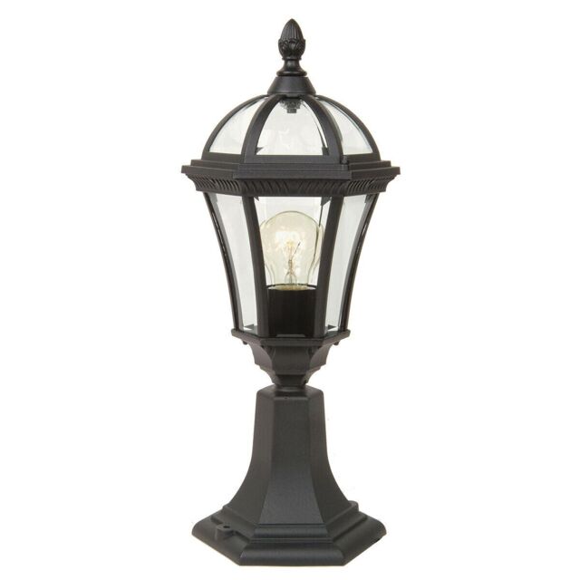 Loops Outdoor IP44 1 Bulb Wall Ground Pedestal Lamp Light Black LED E27 100W d01126