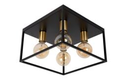 Lucide 'RUBEN' Dimmable Stylish Indoor Decorative Flush Ceiling Light 4xE27 in Black - thumbnail 2