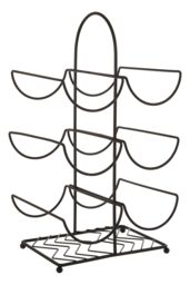 Orsina Sleek Black Powder Coat 6 Bottle Wine Rack, Modern Design Bottle Rack For Cupboard, Durable Wine Rack