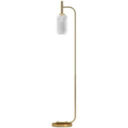 VOGREX Modern Bedroom Floor Lamp Glass Shade Foot Switch in Gold - thumbnail 5
