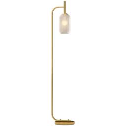 VOGREX Modern Bedroom Floor Lamp Glass Shade Foot Switch in Gold