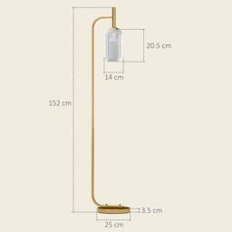 VOGREX Modern Bedroom Floor Lamp Glass Shade Foot Switch in Gold - thumbnail 2
