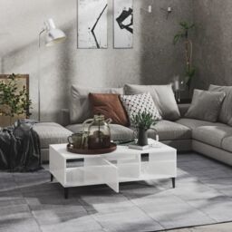 Berkfield Home Coffee Table High Gloss White 103.5x60x35 cm Engineered Wood - thumbnail 3