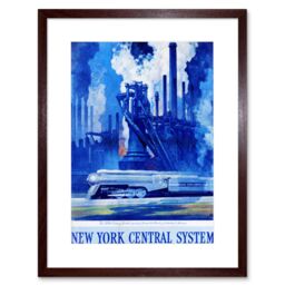 "Artery8 Wall Art Print New York Central System Train Industrial Artwork Framed 9X7 Inch in Brown - Size: W7"" x H9""" - thumbnail 1