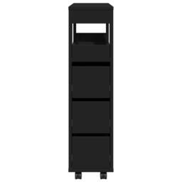 Berkfield Home Narrow Bathroom Cabinet with Wheels Black Engineered Wood - thumbnail 5