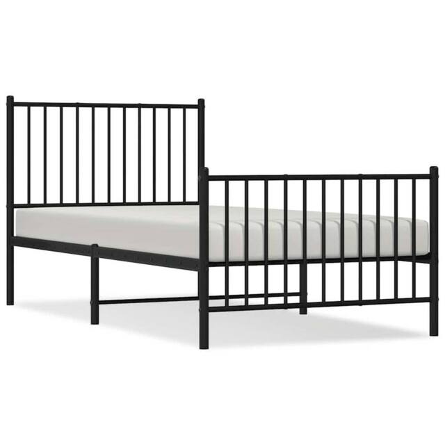 Berkfield Home Metal Bed Frame with Headboard & Footboard Black 90x190 cm Single - image 1