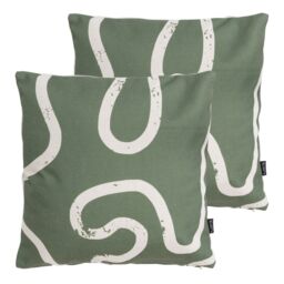 icon Indoor & Outdoor Squiggle Kyoto Set of 2 Waterproof Filled Cushion in Green - Size: 43 cm x 43 cm - thumbnail 1