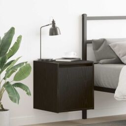 Berkfield Home Wall-Mounted Bedside Cabinet Black 38x34x40 cm - Size: 38 x 34 x 40 cm - thumbnail 1
