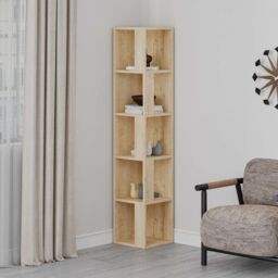 Decortie Piano' Modern Corner Bookcase Display Unit 158.9cm in Natural - Size: 1 Pack - thumbnail 6