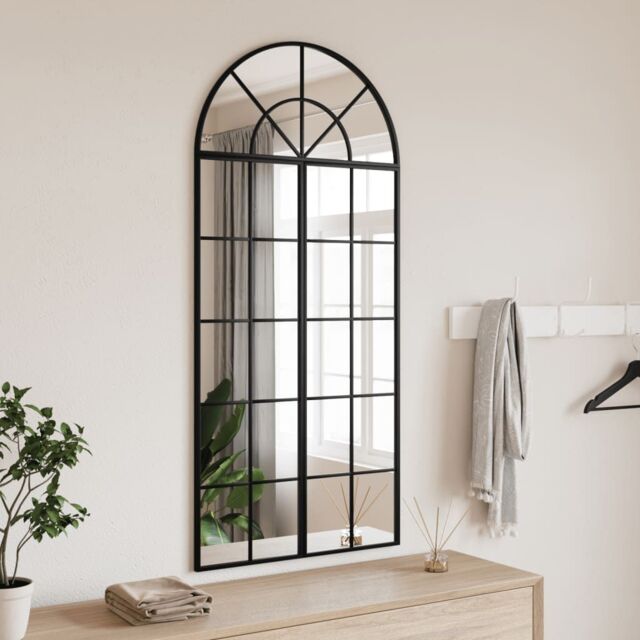 Berkfield Home Wall Mirror Black 60x130 cm Arch Iron - image 1