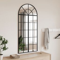 Berkfield Home Wall Mirror Black 60x130 cm Arch Iron