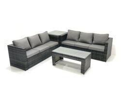 Fimous Garden Outdoor Rattan Furniture Set with Sofa Coffee table Side Table Dark Grey Mixed - thumbnail 1