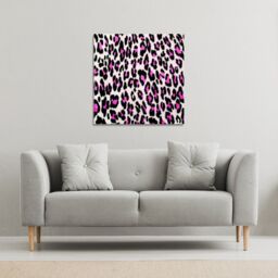 Benjamin Tate Design Pink Fluffy Leopard (Canvas Print) / 46 x 46 x 4cm in Natural - Size: 46 x 46 x 4 cm - thumbnail 1
