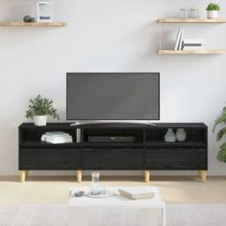 Berkfield Home TV Cabinet Black oak 150 x 30 x 45 cm Engineered wood - thumbnail 4