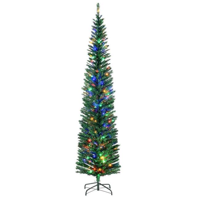 Havendro Pencil Christmas Tree with Colourful Lights, Steel Base in Green - image 1