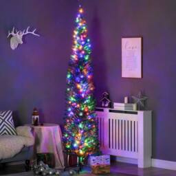 Havendro Pencil Christmas Tree with Colourful Lights, Steel Base in Green - thumbnail 3
