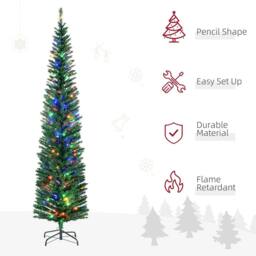 Havendro Pencil Christmas Tree with Colourful Lights, Steel Base in Green - thumbnail 4