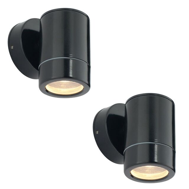 Loops 2 PACK Outdoor IP65 Wall Downlight - Dimmable 7W LED GU10 - Satin Black - image 1