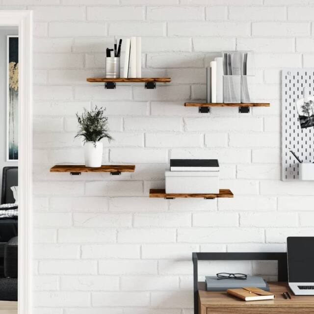 Berkfield Home Durable Wall Shelves 4 pcs Smoked Oak 40x30x1.5 cm Engineered Wood in Brown - image 1