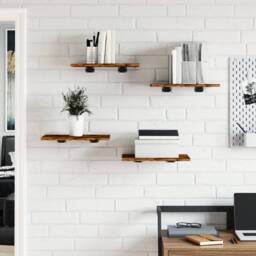 Berkfield Home Durable Wall Shelves 4 pcs Smoked Oak 40x30x1.5 cm Engineered Wood in Brown - thumbnail 1