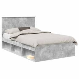 Berkfield Home Bed Frame with Headboard Concerte 120 x 200 cm Solid Pine Wood in Grey - thumbnail 2