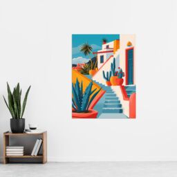 "Artery8 Wall Art Print Mexican Village Cactus Colourful Hispanic Latino Poster - Size: W12"" x H16""" - thumbnail 4