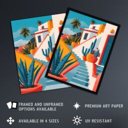 "Artery8 Wall Art Print Mexican Village Cactus Colourful Hispanic Latino Poster - Size: W12"" x H16""" - thumbnail 2