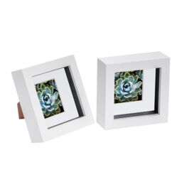 "Nicola Spring 3D Box Photo Frames - 4 x 4"" with 2 x 2"" Mount - Ivory Mount - Pack of 2 in White" - thumbnail 1