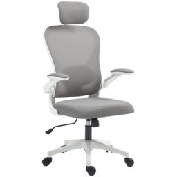 HOMCOM Executive Mesh Office Chair with Headrest, Lumbar Support in Grey - thumbnail 2