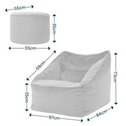 icon Natalia Velvet Adults Bean Bag Armchair & Pouffe, Large Beanbag & Footstool Dusk Pink in Olive - thumbnail 7