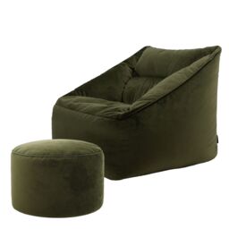 icon Natalia Velvet Adults Bean Bag Armchair & Pouffe, Large Beanbag & Footstool Dusk Pink in Olive - thumbnail 4