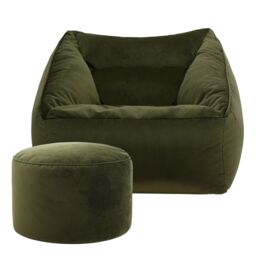 icon Natalia Velvet Adults Bean Bag Armchair & Pouffe, Large Beanbag & Footstool Dusk Pink in Olive - thumbnail 3