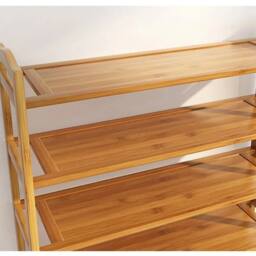 FORGEVIO 6 Tier Bamboo Shoe Rack Footwear Storage Stand in Beige - thumbnail 4