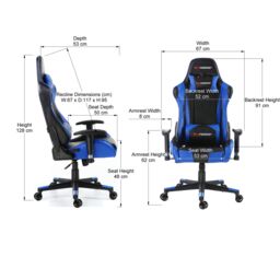 GTForce Pro FX Reclining Sports Racing Office Desk Faux Leather Gaming Chair in Blue - thumbnail 7