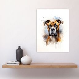 "Artery8 Wall Art Print Brindle Boxer Lovers Gift Watercolour Pet Portrait Painting Artwork Poster - Size: W18"" x H24""" - thumbnail 4