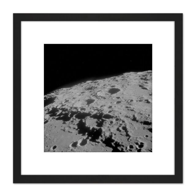 Artery8 Space NASA Apollo 11 Moon Crater 312 Crookes 1969 Photo 8X8 Inch Square Wooden Framed Wall Art Print Picture with Mount in Black - image 1