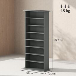 HOMCOM CD Storage Unit DVD Tower Blu-ray Storage Shelf for Living Room in Grey - thumbnail 3