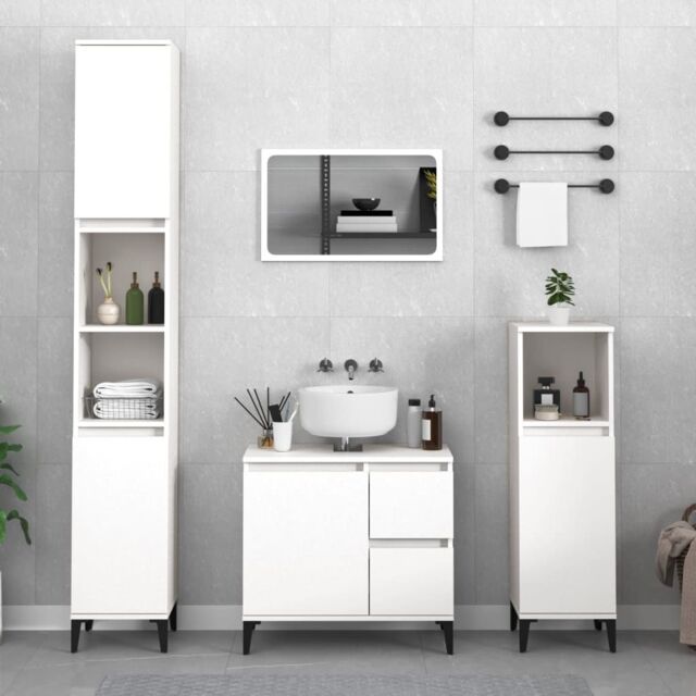 Berkfield Home Bathroom Cabinet White 65x33x60 cm Engineered Wood - Size: 65 x 33 x 60 cm - image 1