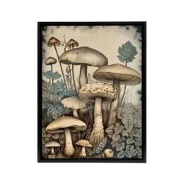"Artery8 Mushroom Fungi Watercolour Vintage Framed Canvas Wall Art Print - Size: W12"" x H16""" - thumbnail 1