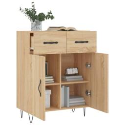 Berkfield Home Sideboard Sonoma Oak 69.5x34x90 cm Engineered Wood in Brown - thumbnail 4
