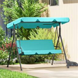 Nordara Outdoor Metal Hammock Swing Chair 3-Seater, Patio Bench Garden Grey in Aqua - Size: 120 cm x 45 cm - thumbnail 5
